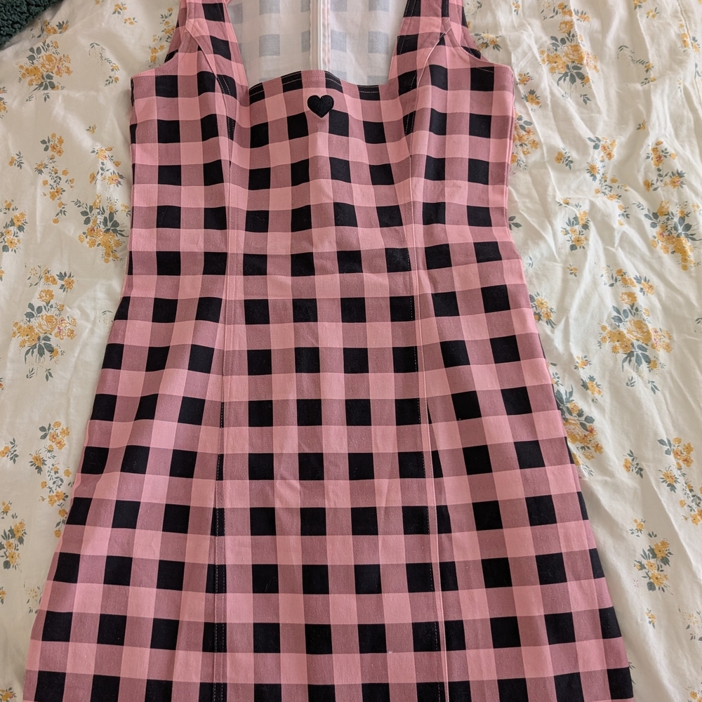 Lazy Oaf Pink And Black Bodycon Gingham Dress - Picture 3 of 4